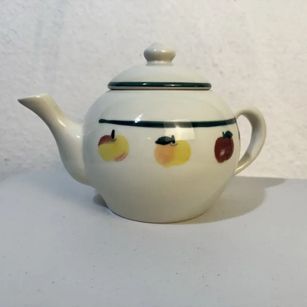 VTG Hartstone Pottery USA Ceramic Golden Delicious Apple Stoneware Tea Pot 6-Cup